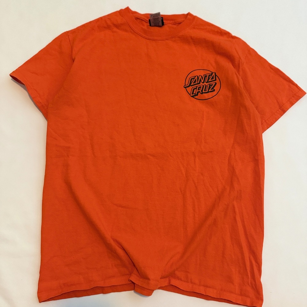 Santa Cruz T-Shirt Men Medium Orange Classic Dot Logo Graphic Skate Tee